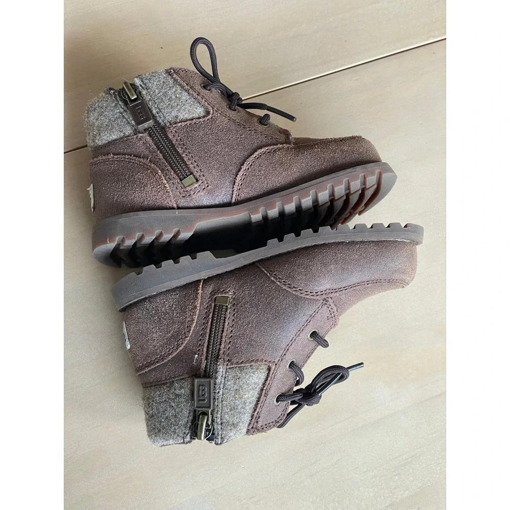 UGG Neumel Orin Wool Leather Suede‎ Brown Boots Toddler Size 8 Side Zip